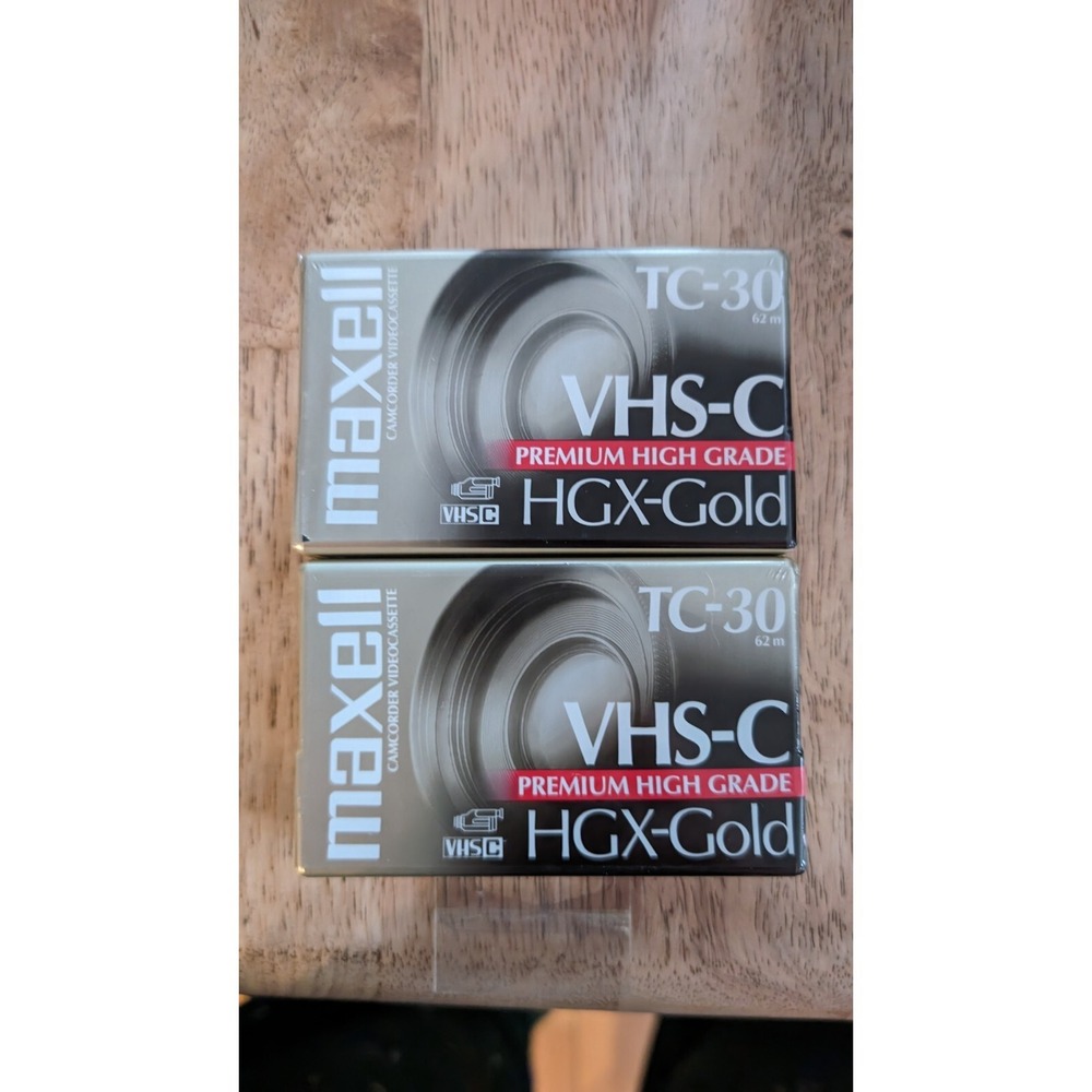 2 Maxwell VHS-C TC-30 HGX-Gold Premium High Grade Video‎ Tape New Sealed